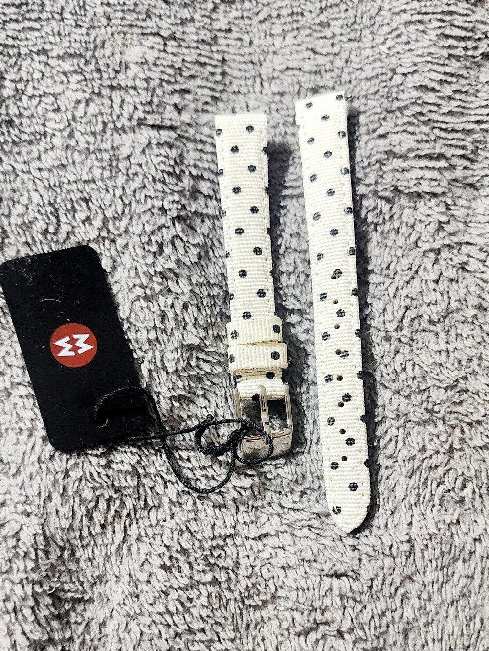 Genuine Michele White Polka Dot Watch Strap - Black Dots